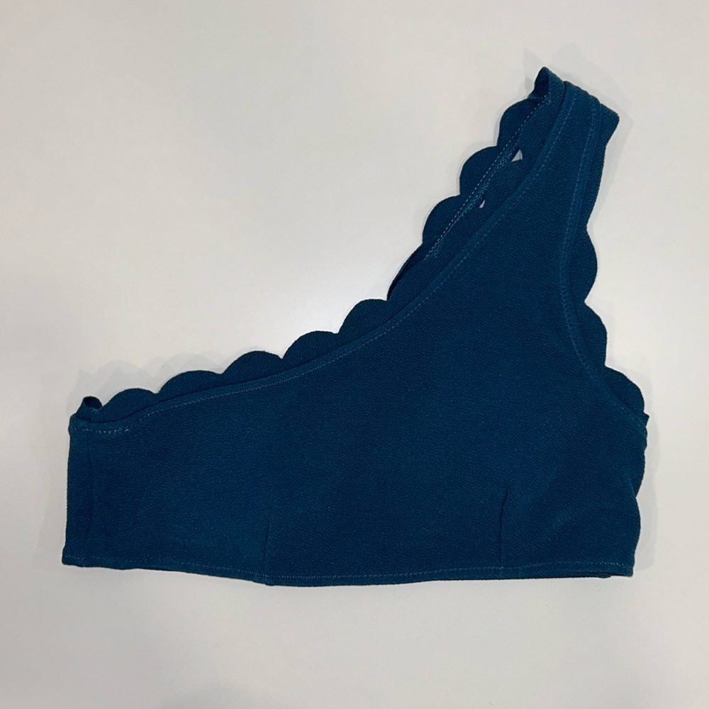 One shoulder scallop padded swim bikini top for women size large
